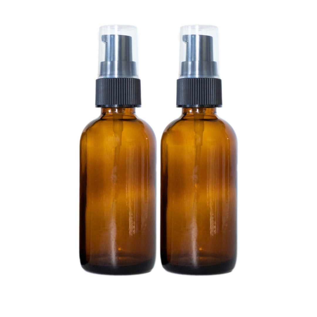 2oz Glass Amber Bottles (Pump Top) - Miracle Botanicals Essential Oils