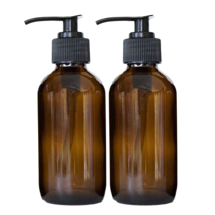 4oz Glass Amber Bottles (Large Pump Top) - Miracle Botanicals Essential Oils