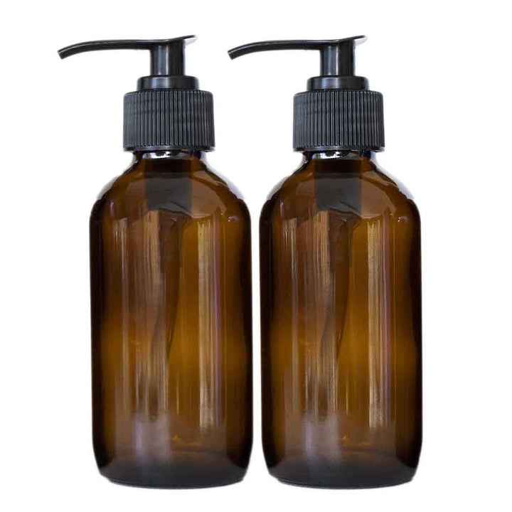 4oz Glass Amber Bottles (Large Pump Top) - Miracle Botanicals Essential Oils