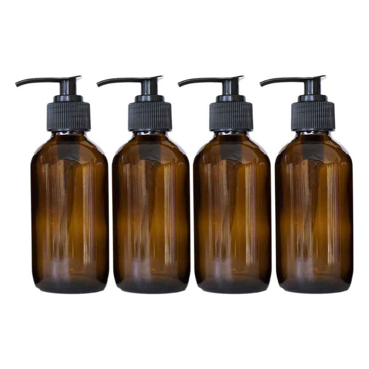 4oz Glass Amber Bottles (Large Pump Top) - Miracle Botanicals Essential Oils