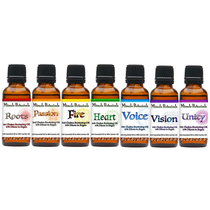 Chakra Essential Oil Blend Set - 7 Unique Chakra Balancing Blends - Miracle Botanicals Essential Oils