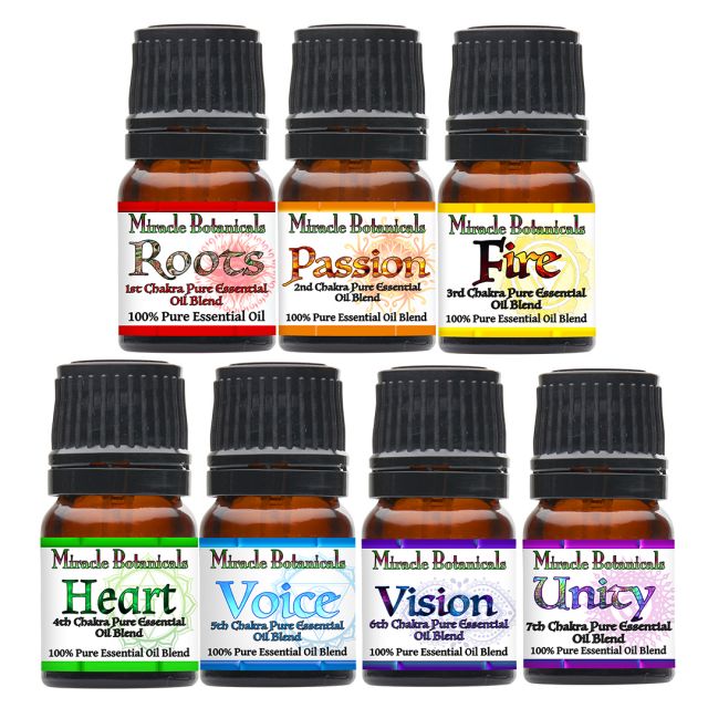 Chakra Essential Oil Blend Set - 7 Unique Chakra Balancing Blends - Miracle Botanicals Essential Oils