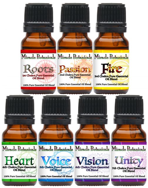 Chakra Essential Oil Blend Set - 7 Unique Chakra Balancing Blends - Miracle Botanicals Essential Oils