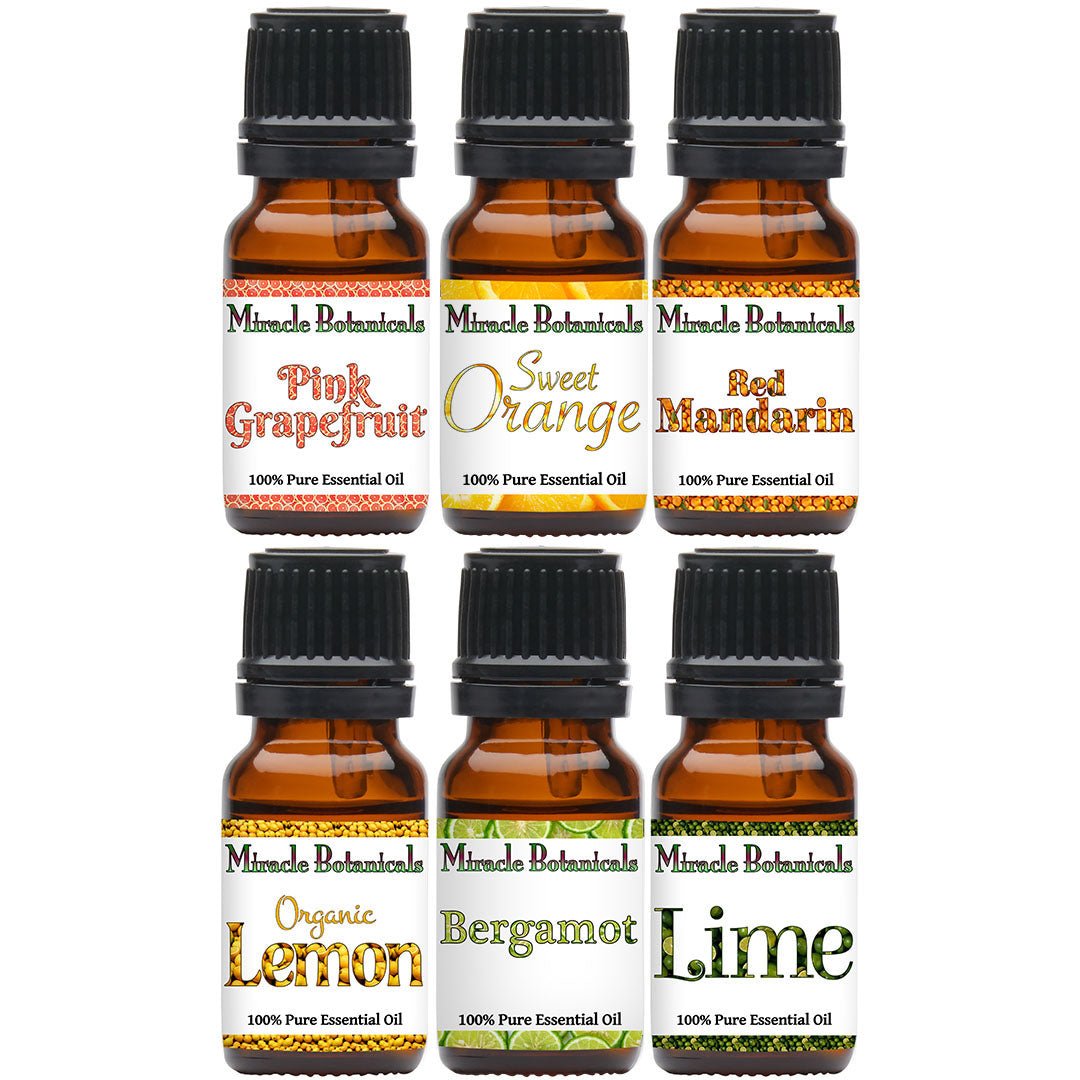 Citrus Essential Oil Sampler - 100% Pure Essential Oils of 6 High Quality Citrus Species - Miracle Botanicals Essential Oils