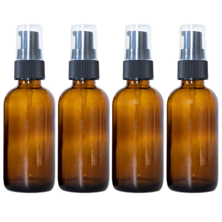 2oz Glass Amber Bottles (Pump Top) - Miracle Botanicals Essential Oils