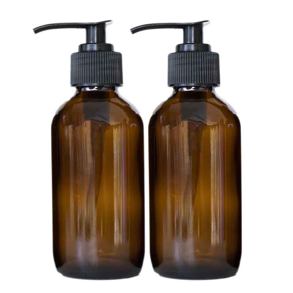 4oz Glass Amber Bottles (Large Pump Top) - Miracle Botanicals Essential Oils