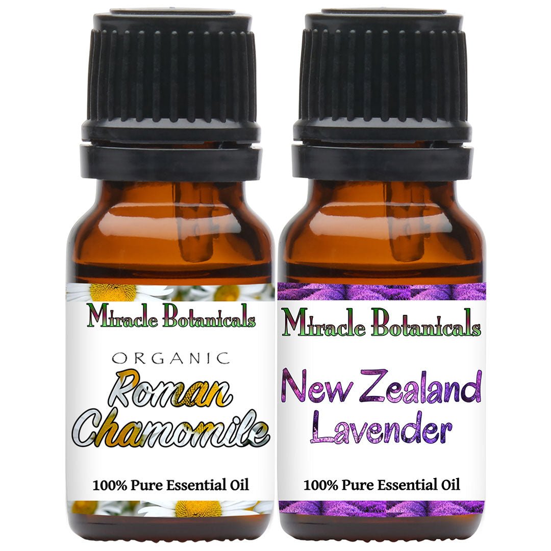 Calming Essential Oil Set - 100% Pure Essential Oils of Chamomile and Lavender - Miracle Botanicals Essential Oils