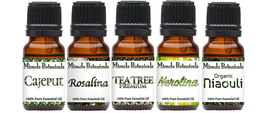 Melaleuca Essential Oil Set - Original Sampler of 5 Melaleuca Varieties - Miracle Botanicals Essential Oils