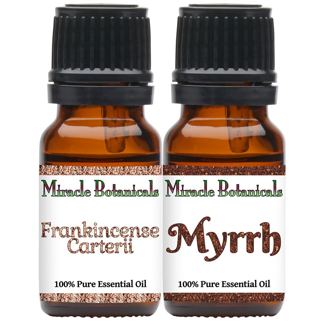 Premium Frankincense and Myrrh Essential Oil Set - Frankincense Carterii and Somalia Myrrh - Miracle Botanicals Essential Oils
