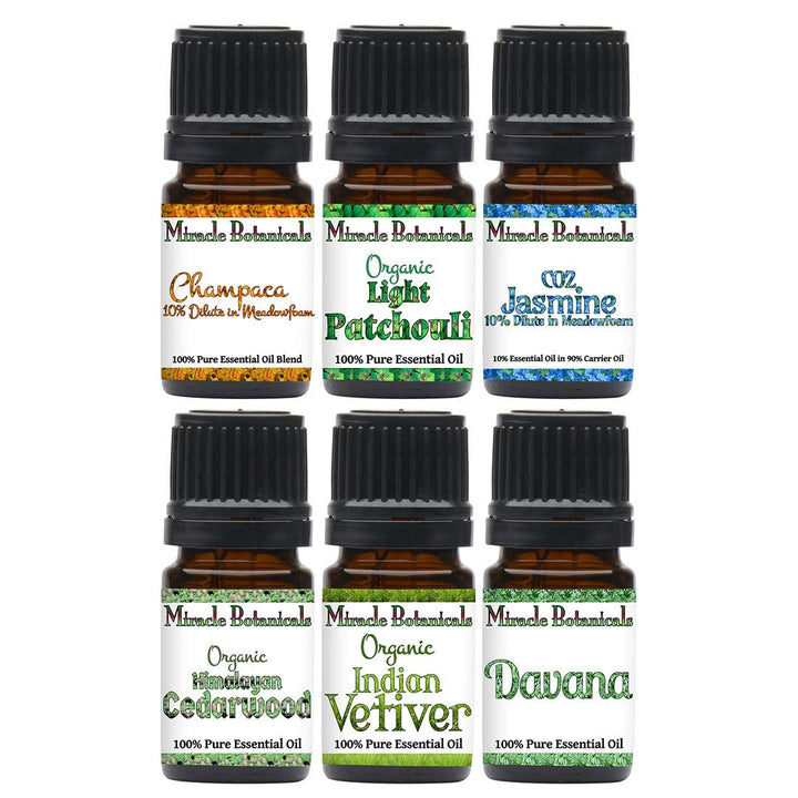 Revered and Classical Oils of India Set - 6 Well Loved Essential Oils from India