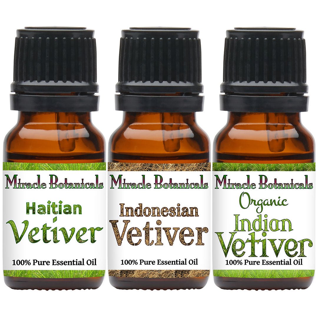 Vetiver Essential Oil Trio Set - 3 Unique Vetiver Species - Miracle Botanicals Essential Oils