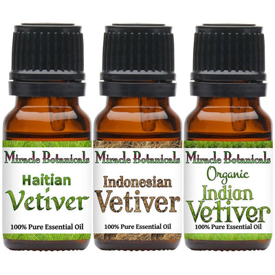 Vetiver Essential Oil Trio Set - 3 Unique Vetiver Species - Miracle Botanicals Essential Oils